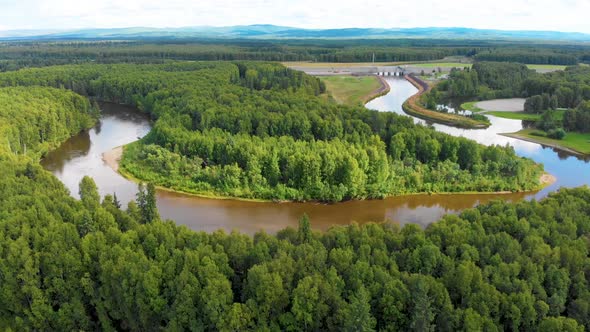 4K Drone Video of Chena River and Campground near Fairbanks, Alaska