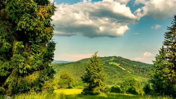 Clouds over Beskid mountains.