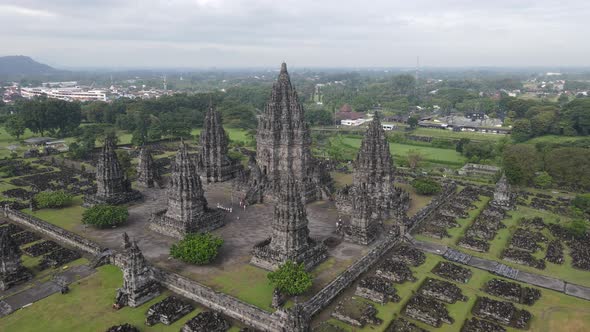 Aerial view hindu temple Prambanan in Yogyakarta, Indonesia.