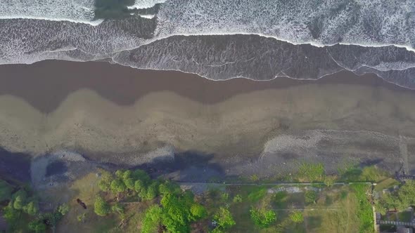 Aerial drone view of the beach in Indonesia.