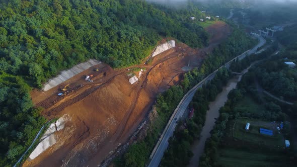 Highway Construction In The Mountain Valley