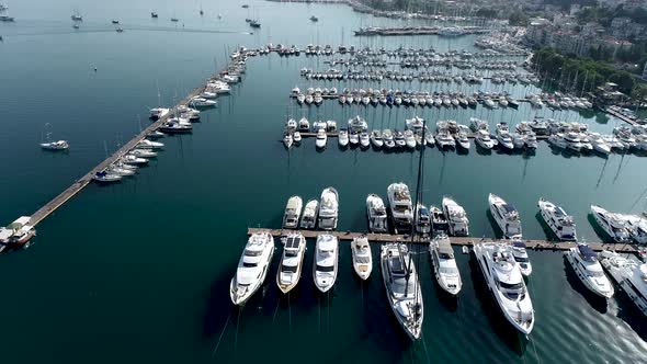 Boats and Yachts in Marina, Aerial View