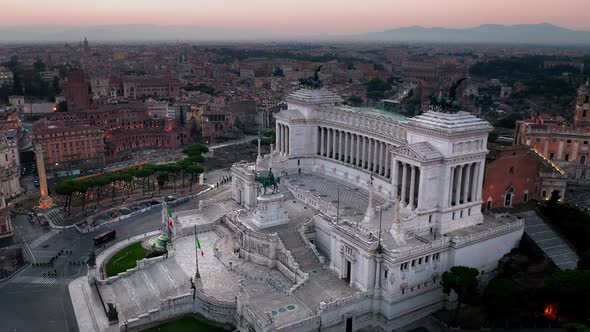 Aerial view of Vittoriano, famous landmark in Rome, Italy