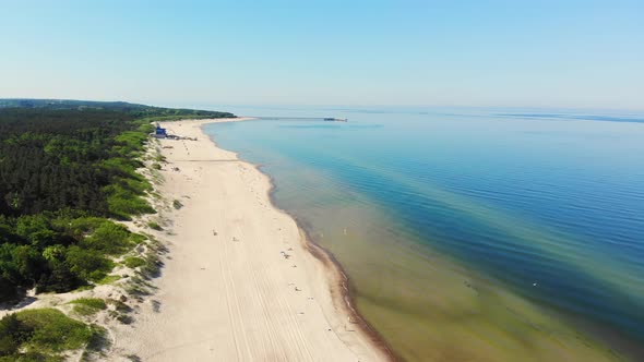Tranquil Lithuania Beach Aerial Panorama