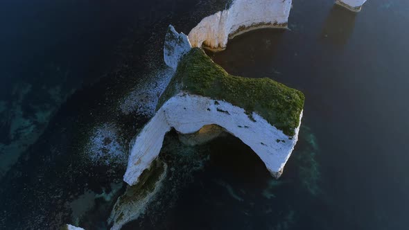 Aerial View of Chalk Cliffs on the Jurassic Coast in England