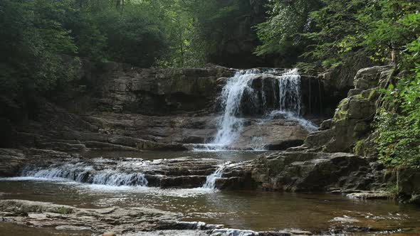 A summer morning at St. Mary's Falls, located in the St. Mary's Wilderness within the George Washing