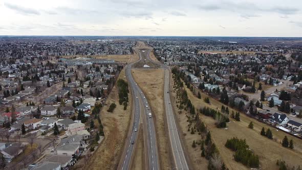 Aerial Pan of Terwillegar Drive in Edmonton