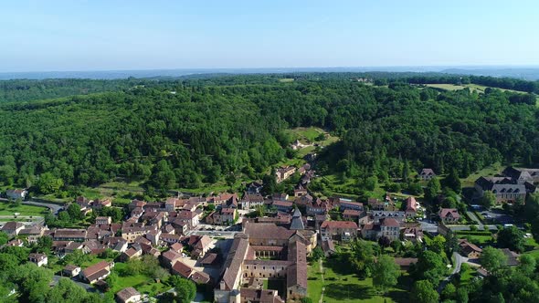 The Buisson-de-Cadouin village in Perigord in France seen from the sky