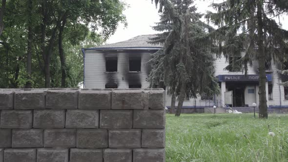 Burned Down Police Station in Borodyanka Ukraine