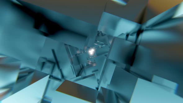 Movement Through a Rotating Tunnel Consisting of Moving Cubes