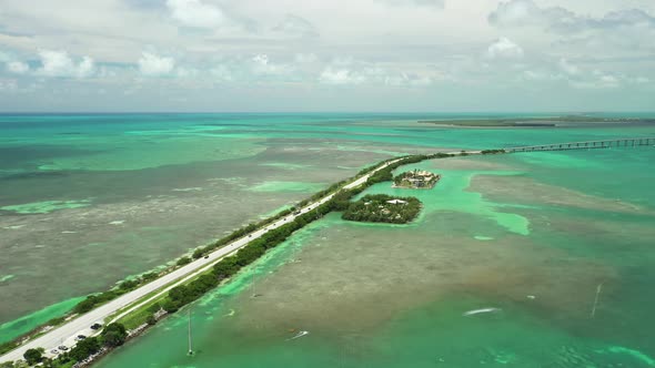 Drone aerial video Florida Keys Overseas Highway 4k