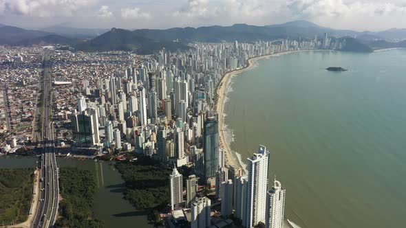 Seascape of Camboriu Balneary brazilian coast city of Santa Catarina state.