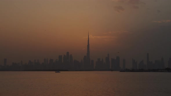 Day to Night Timelapse of Dubai Skyscrapers During Sunset