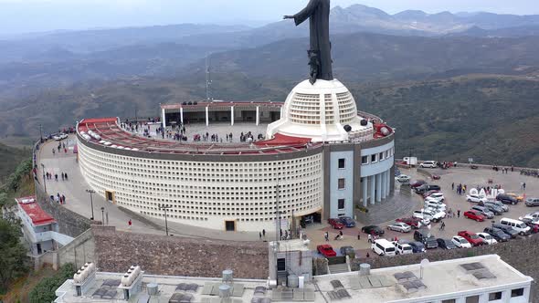 Aerial: Majestic Cristo Rey in Silao, Guanajuato, Mexico, drone view