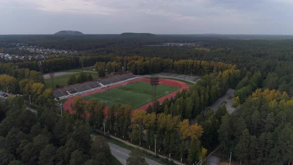 Aerial View of Open-air Sports Facilities in forest near the City 06