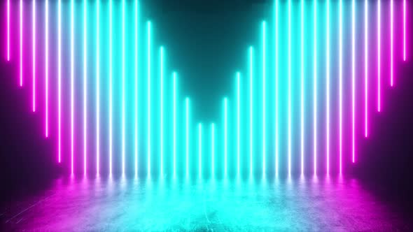 Futuristic Scene with Bright Neon Tubes