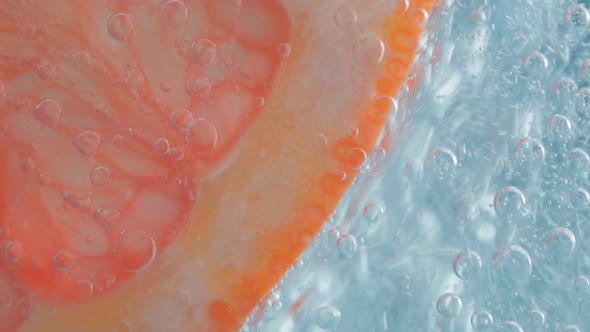 Grapefruit in the Water Under the Water Closeup Macro