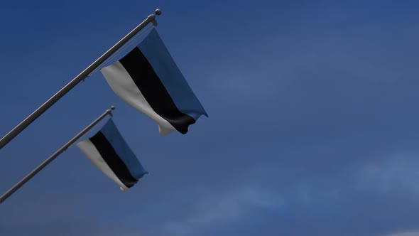 Estonia Flags In The Blue Sky - 2K