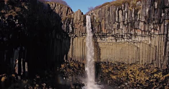 Aerial Shot of Svartifoss in Iceland