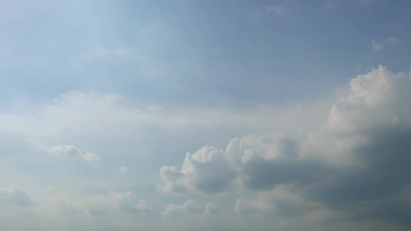 Time lapse of white cloud moving pass around sky background