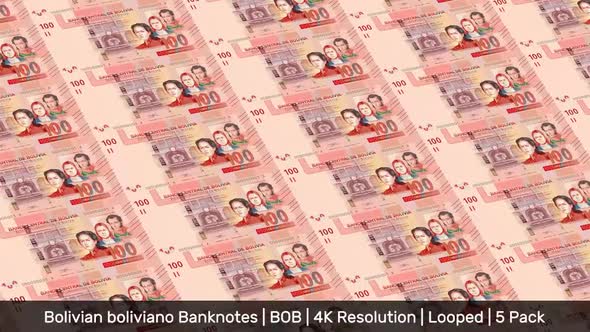 Bolivia Banknotes Money / Bolivian boliviano / Currency Bs. / BOB/ | 5 Pack | - 4K