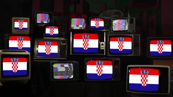 Flags of Croatia and Retro TVs.