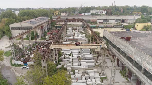 Aerial view of a concrete factory