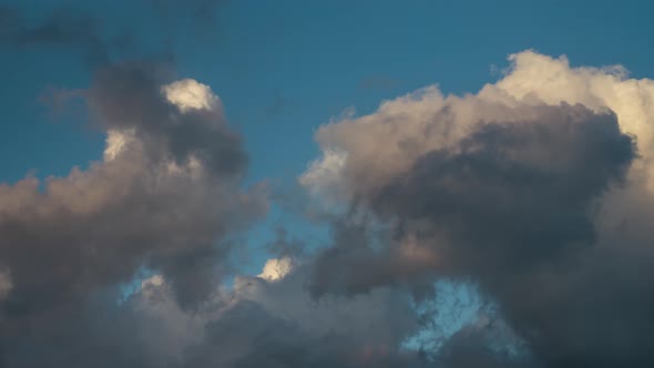 Clouds Flying in Blue Sky, Timelapse.