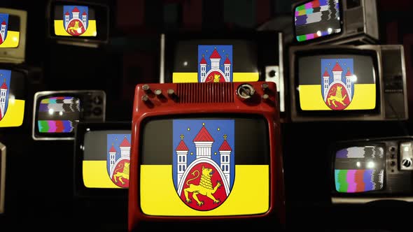 Flag of Göttingen, Germany, on Retro TVs.