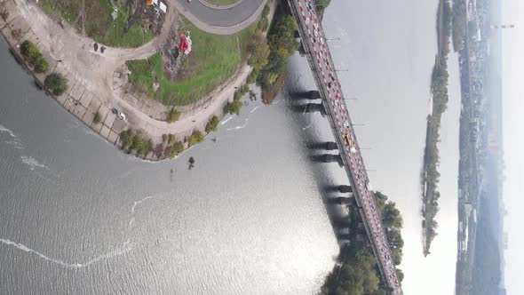 Vertical Video Aerial View of the Dnipro River  the Main River of Ukraine