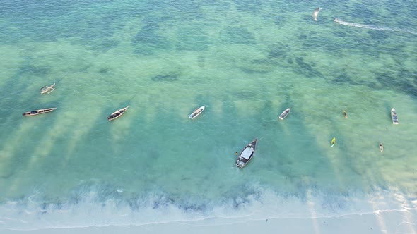 Zanzibar Tanzania  Aerial View of the Ocean Near the Shore of the Island Slow Motion