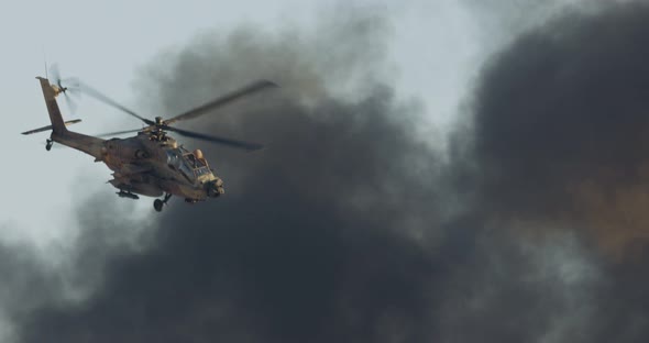 AH-64D Apache Longbow military helicopter during combat flight