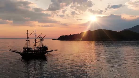 Large Ship at Sunset