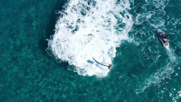 Fly Boarding and Sea Riding in a Sunny Summer Day, Zakynthos, Greece