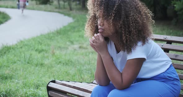 Close Up Face of Crying African American Woman Suffering Psychological Problem Feeling Mental Pain