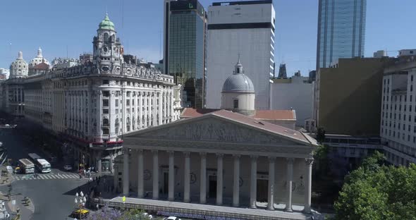 Aerial Scene of the Metropolitan Cathedral Argentina. Traveling up of Cathedral.