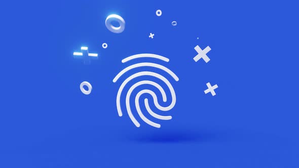Fingerprint 3d icon on a simple blue background 4k seamless animation loop