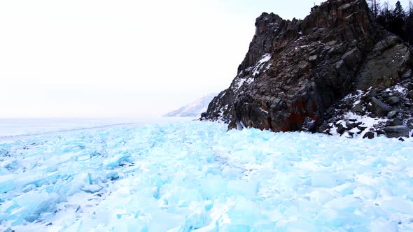 Frozen Lake Baikal Aerial View