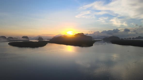 Aerial view landscape of drone. Beautiful nature  And the villagers make a living through fishing. S