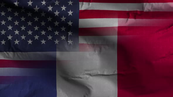 USA France Flag Mix Textured Waving Background 4K