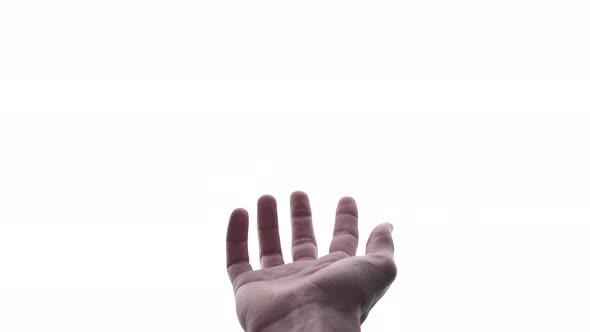 Person does hand gesture with bright white backdrop 21