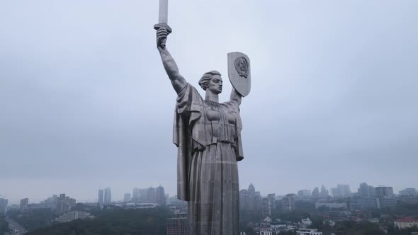 Kyiv Ukraine Aerial View in Autumn  Motherland Monument