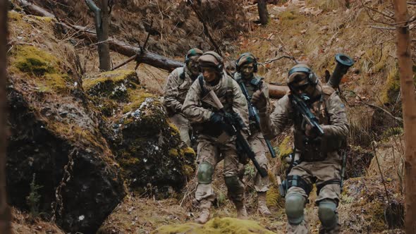 Mixed Gender Infantry Marine Squad on a Infiltration Mission Squad Team