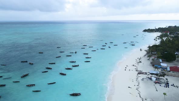 Zanzibar Tanzania  Aerial View of the Ocean Near the Shore of the Island Slow Motion