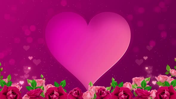 Animated Roses Background With Heart Frame