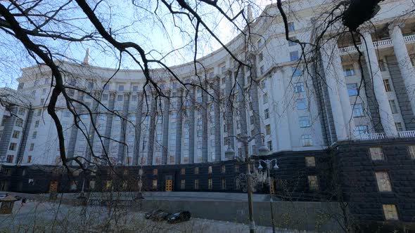 Government Building of Ukraine in Kyiv  Cabinet of Ministers Slow Motion