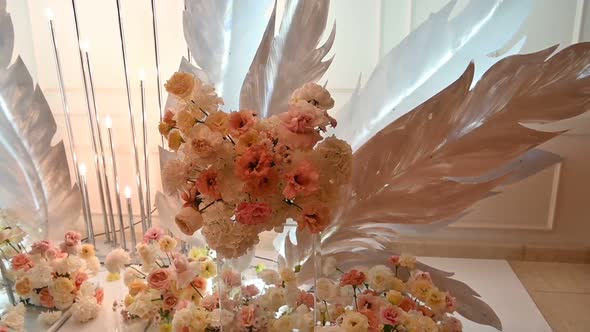 Illuminated Wedding Flower Arch Before the Wedding Night Ceremony