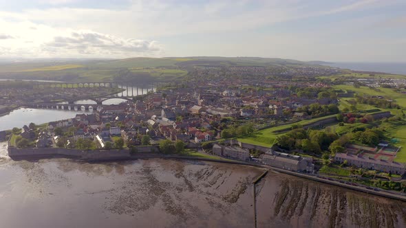 The Picturesque Seaside Town of Berwick Upon Tweed inn England Seen From The Air