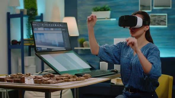 Woman Architect Using Vr Glasses for Construction Development