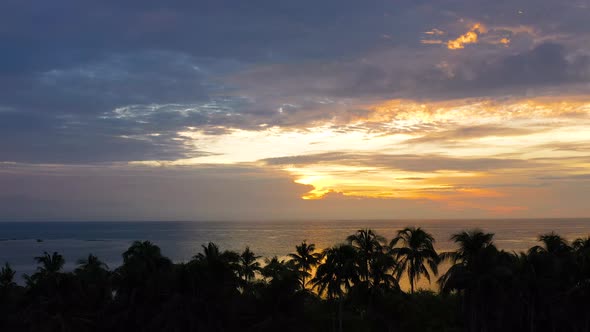 Sunrise Over the Sea in the Tropics Aerial View